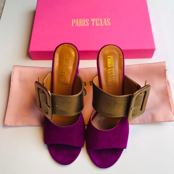 Paris Texas Buckle Heeled Slides - Picture 4 of 8